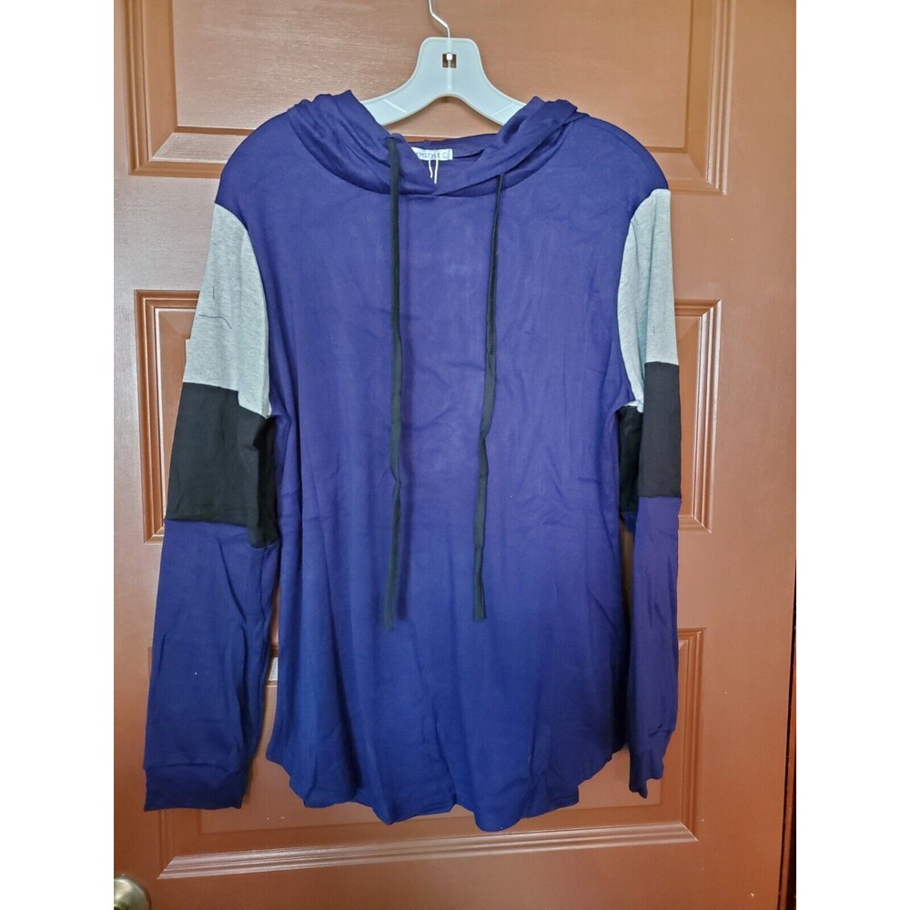PINKMSTYLE Womens Color Block Hooded Pull Over Sweatshirt Large